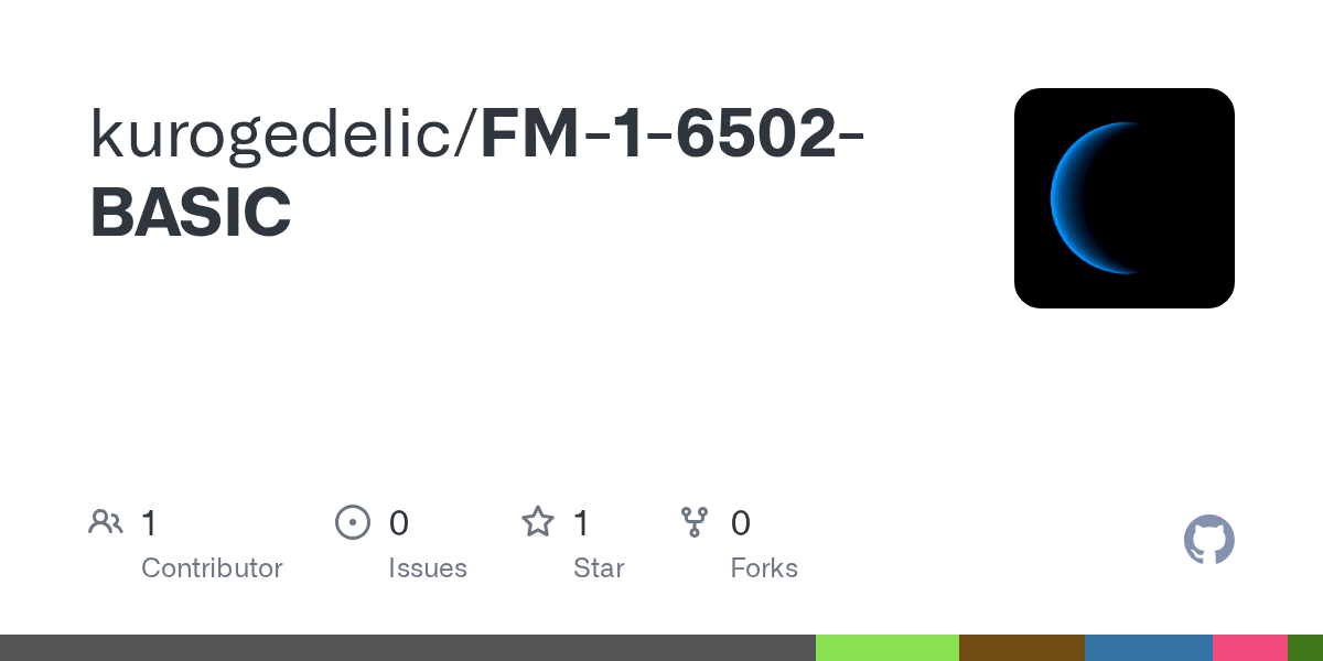 Превью репозитория FM-1 6502 BASIC